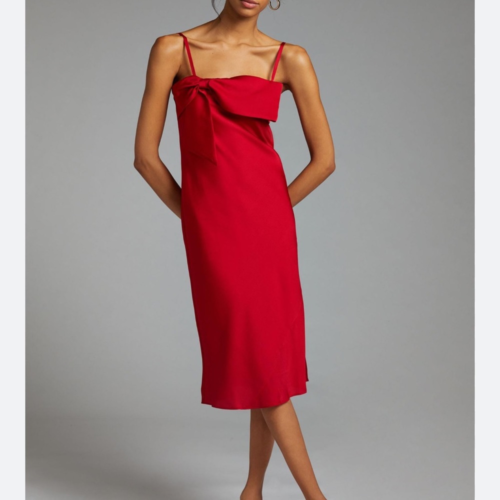 Anthropology red bow midi dress ❤️❤️